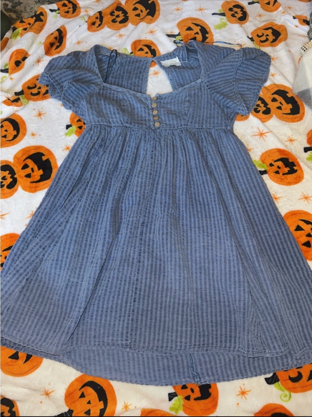 Urban Outfitters Dusty Blue Striped Midi Dress